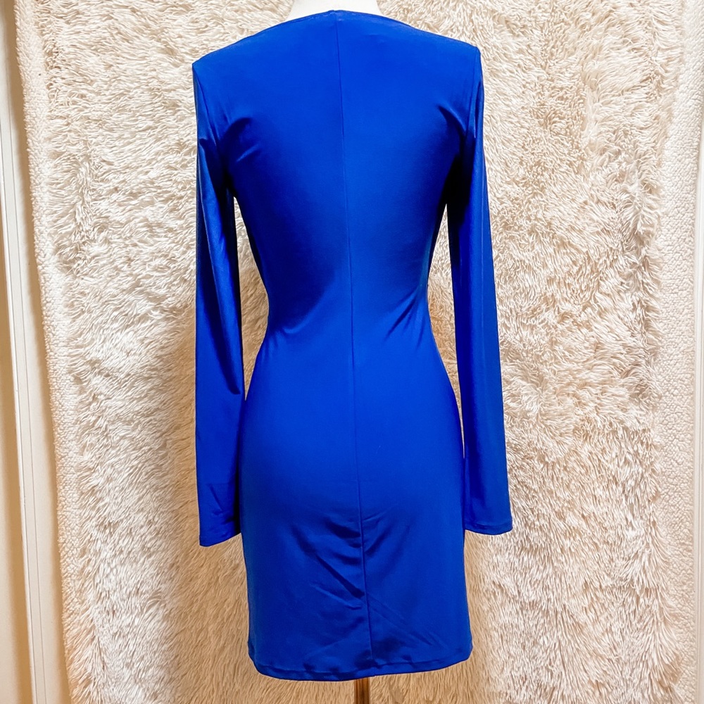 Royal blue form fitting mini dress